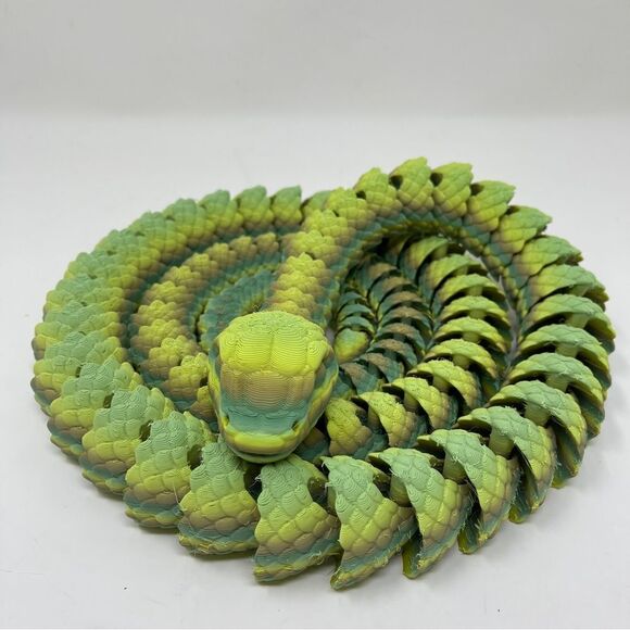 Articulating Snake 3D Printed 5' Long (60") Green Blue Color Décor Gift - Picture 1 of 7